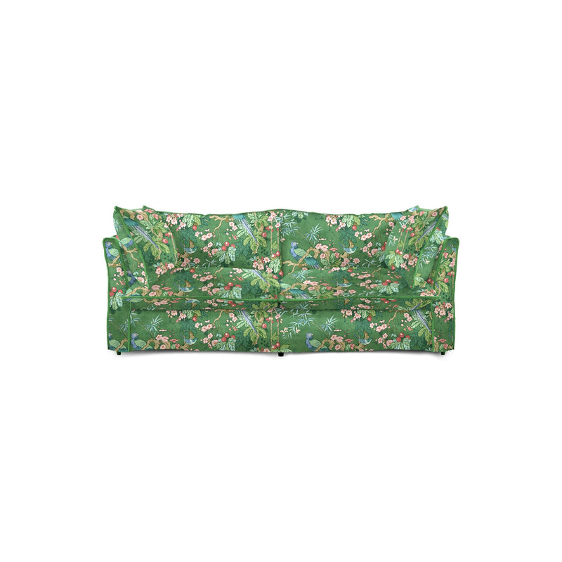 Coco 2.5 seater sofa with Knife Edge cushion in Belleville Juniper with Velvet Trim - Made to Order (Available for quick ship)