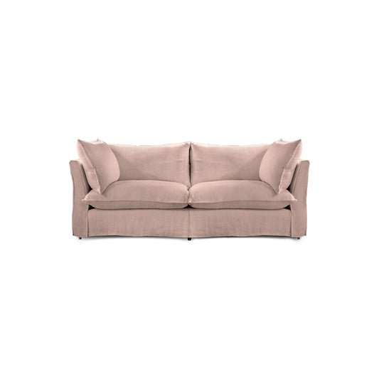 Coco 2.5 seater sofa with Knife Edge cushion in Dusky Pink Linen - Made to Order