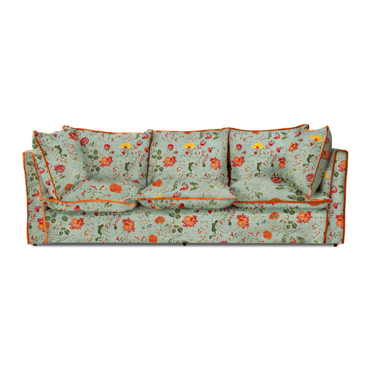 Coco 3.5 seater sofa with Contrast Piped Knife Edge cushion in Andrew Martin Wildwood Duck Egg - Made to Order (Available for quick ship)