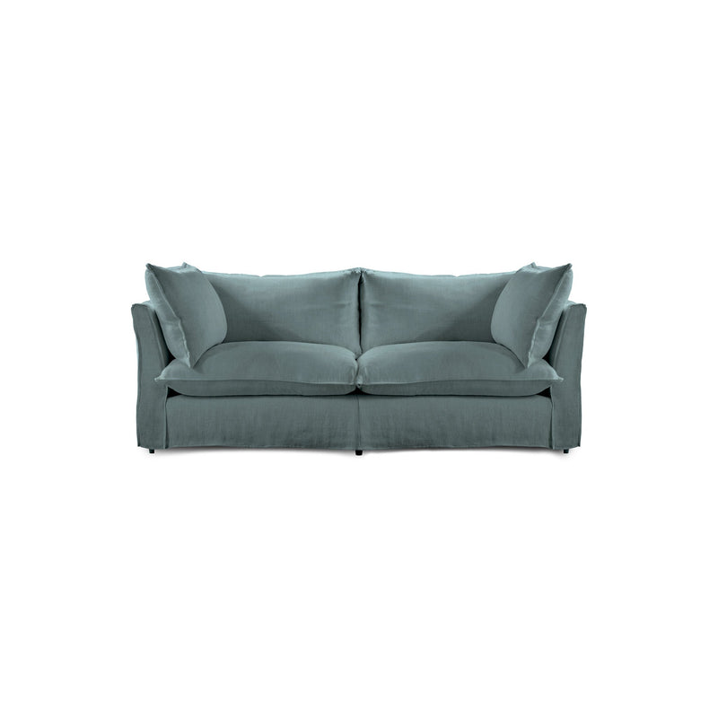 Coco 2.5 seater sofa with Knife Edge cushion in Cerulean Linen - Made to Order