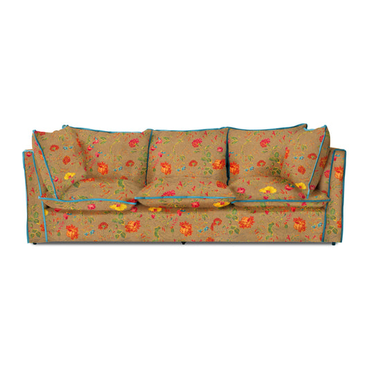 Coco 3.5 seater sofa with Contrast Piped Knife Edge cushion in Andrew Martin Wildwood Twig - Made to Order (Available for quick ship)