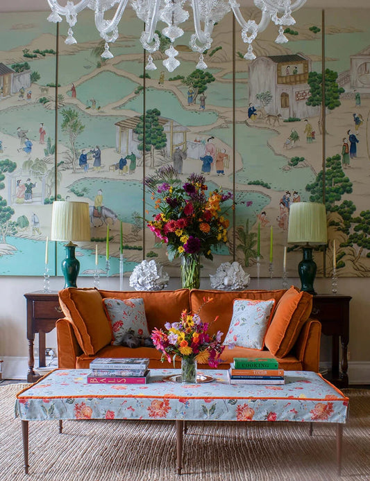 Coco Large Coffee Table Contrast Piped in Andrew Martin Wildwood Duck Egg - Made to Order