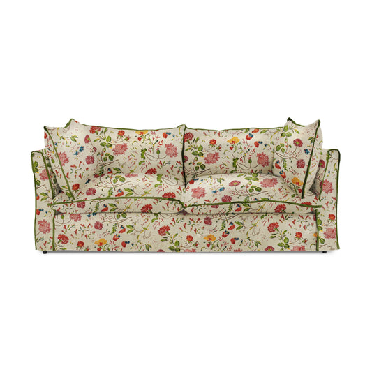 Coco 3 seater sofa with Contrast Piped Knife Edge cushion in Andrew Martin Wildwood Ivory - Made to Order (Available for quick ship)