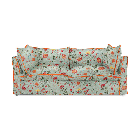 Coco 3 seater sofa with Contrast Piped Knife Edge cushion in Andrew Martin Wildwood Duck Egg - Made to Order (Available for quick ship)