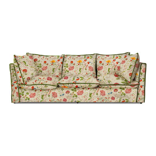 Coco 3.5 seater sofa with Contrast Piped Knife Edge cushion in Andrew Martin Wildwood Ivory - Made to Order (Available for quick ship)