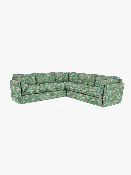 Cocobella 3 x 3 seater sofa in Belleville Juniper with Pine Velvet Trim