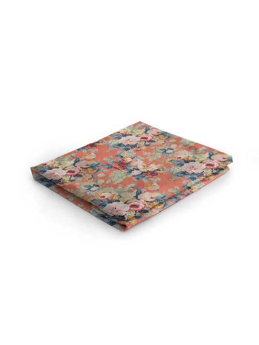 Cocobella Footstool Cover in English Garden Coral Orange