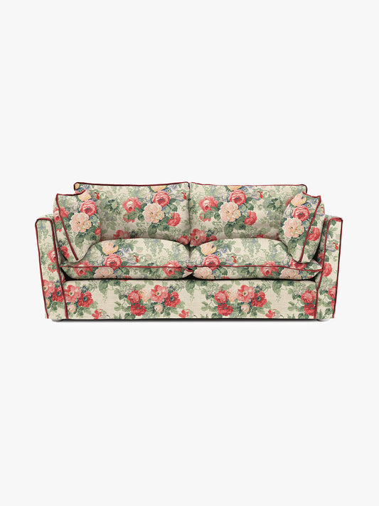 Cocobella 2.5 Seater Sofa in English Garden Classic Rose with Rosewood Velvet Trim