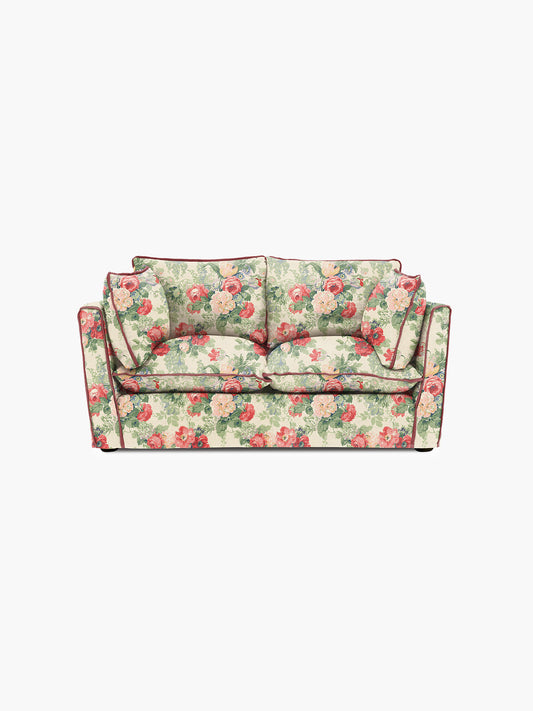 Cocobella 2 Seater Sofa in English Garden Classic Rose with Rosewood Velvet Trim