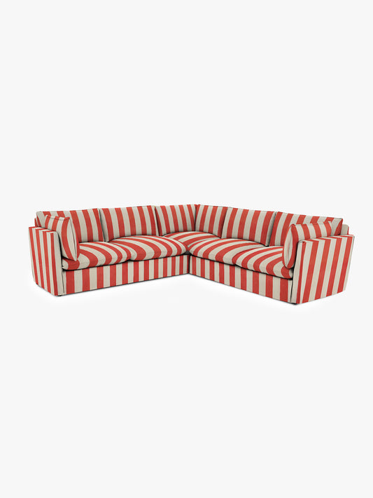 Cocobella 3 x 3 seater sofa in Petunia Red Stripe