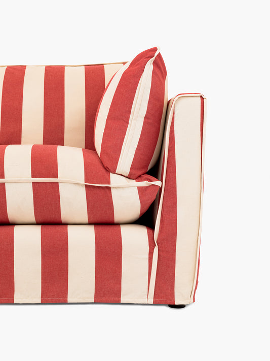 Cocobella LH 3 x 2 seater sofa in Petunia Red Stripe