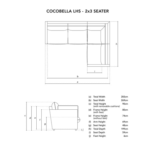 Cocobella LH 3 x 2 seater sofa in Boho Parchment