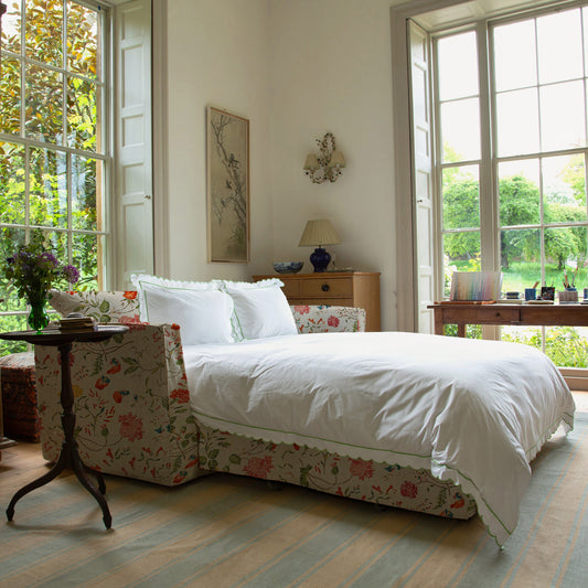 Coco 2.5 seater sofa bed with Self Piped Knife Edge cushion in Wildwood Ivory - Made to Order