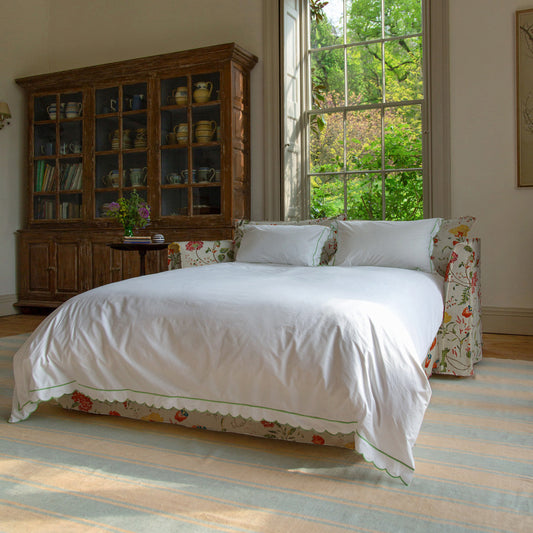 Coco 2.5 seater sofa bed with Self Piped Knife Edge cushion in Wildwood Ivory - Made to Order