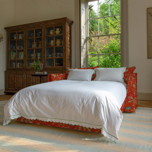 Coco 2.5 seater sofa bed with Self Piped Knife Edge cushion in Wildwood Pumpkin - Made to Order