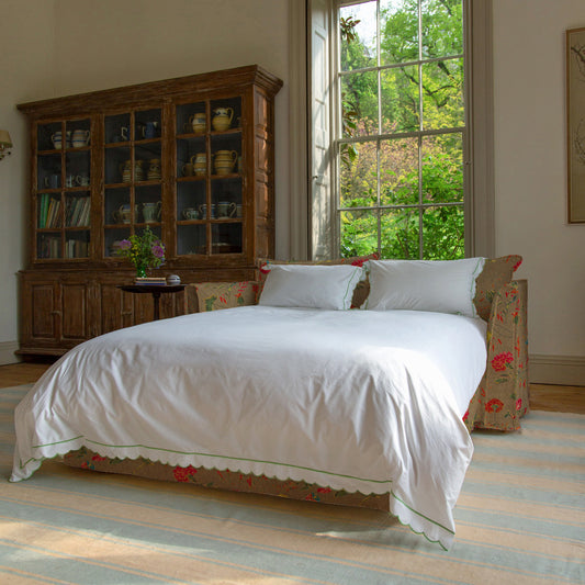 Coco 2.5 seater sofa bed with Self Piped Knife Edge cushion in Wildwood Twig - Made to Order