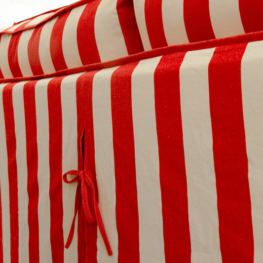 Coco 2.5 seater sofa with Self Piped Knife Edge cushion in Stripes Petunia - Made to Order