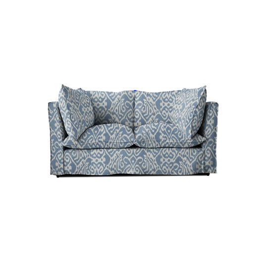 Coco 2 seater sofa with Knife Edge cushion in Otter Denim - Made to order