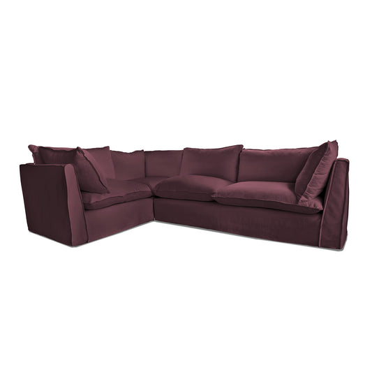 Coco 2 x 3 seater sofa with Knife Edge Cushion in Damson Linen - Made to Order