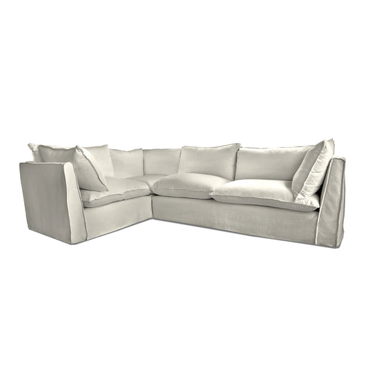 Coco 2 x 3 seater sofa with Knife Edge Cushion in Dove Linen - Made to Order