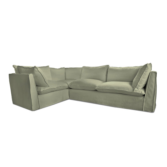 Coco 2 x 3 seater sofa with Knife Edge Cushion in Hemp Linen - Made to Order