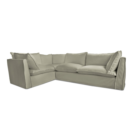 Coco 2 x 3 seater sofa with Knife Edge Cushion in Ivory Linen - Made to Order