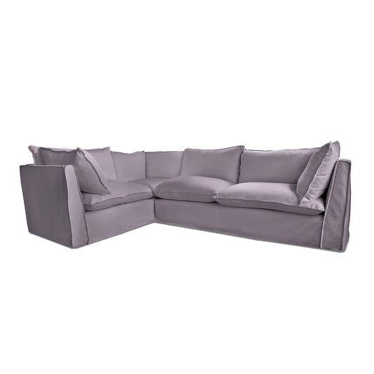 Coco 2 x 3 seater sofa with Knife Edge Cushion in Lilac Linen - Made to Order