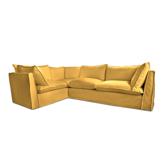 Coco 2 x 3 seater sofa with Knife Edge Cushion in Maize Linen - Made to Order