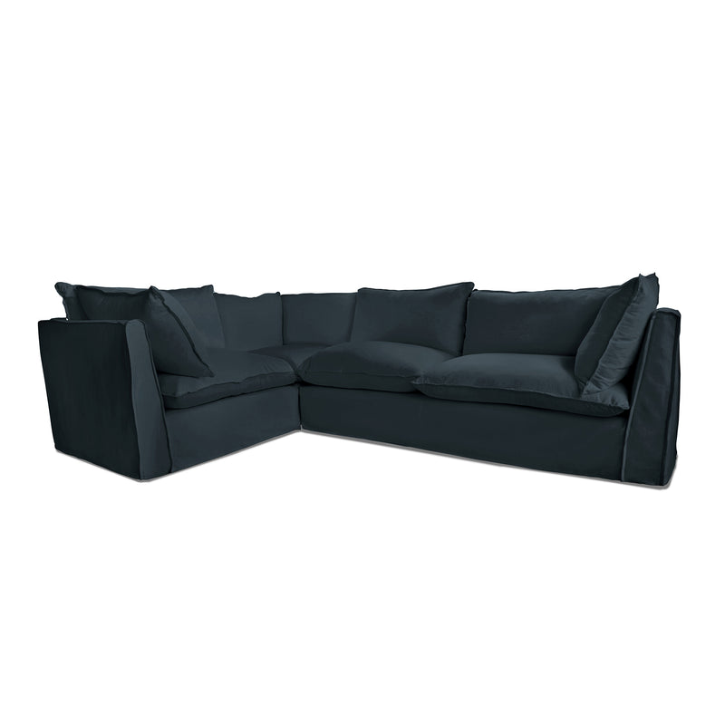 Coco 2 x 3 seater sofa with Knife Edge Cushion in Midnight Linen - Made to Order