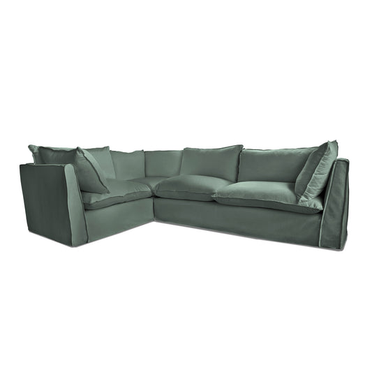 Coco 2 x 3 seater sofa with Knife Edge Cushion in Mineral Linen - Made to Order