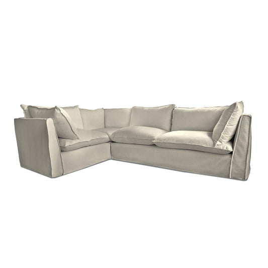 Coco 2 x 3 seater sofa with Knife Edge Cushion in Pearl Grey Linen - Made to Order