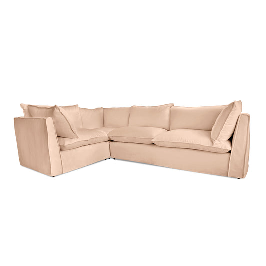 Coco 2 x 3 seater sofa Self Piped Knife Edge cushion in Cotton Linen Rosedale - Made to Order