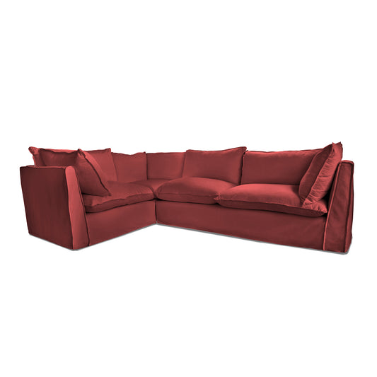 Coco 2 x 3 seater sofa with Knife Edge Cushion in Rouge Linen - Made to Order