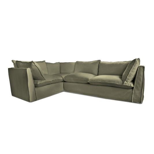 Coco 2 x 3 seater sofa with Knife Edge Cushion in Sage Linen - Made to Order