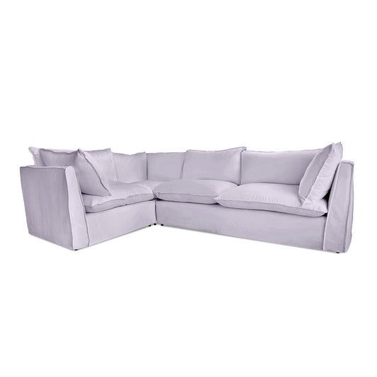 Coco 2 x 3 seater sofa Self Piped Knife Edge cushion in Cotton Linen Sea Salt - Made to Order