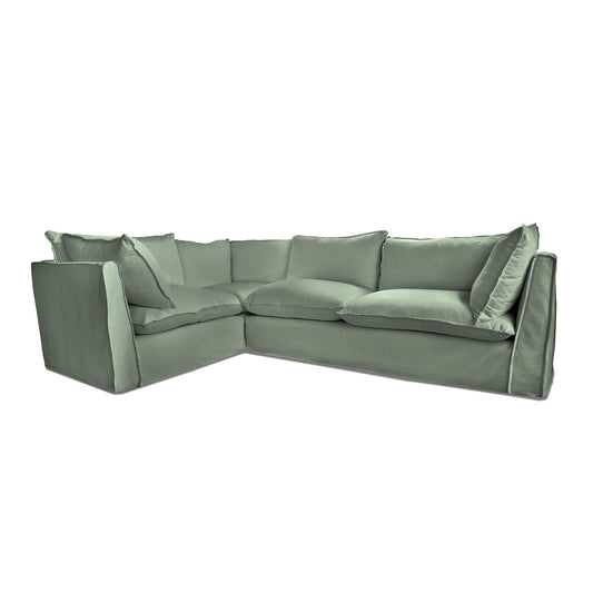 Coco 2 x 3 seater sofa with Knife Edge Cushion in Seagrass Linen - Made to Order