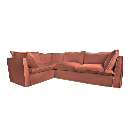 Coco 2 x 3 seater sofa with Knife Edge Cushion in Sweet Briar Linen - Made to Order