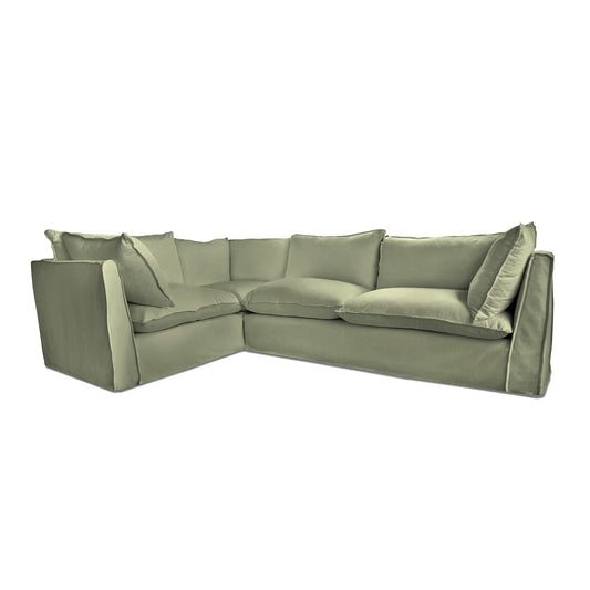 Coco 2 x 3 seater sofa with Knife Edge Cushion in Taupe Linen - Made to Order