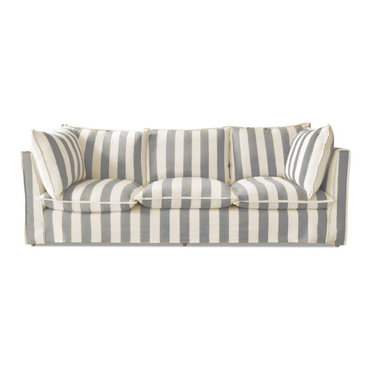 Coco 3.5 seater sofa with Self Piped Knife Edge cushion in Stripes Garden Grey - Delivery before Christmas