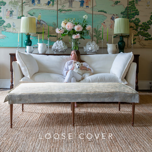Coco Small Coffee Table Self Piped in Andrew Martin Peony Cloud - Cover Only