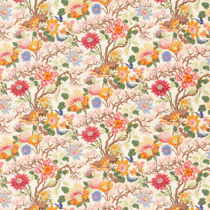 Little Magnolia Pink/Orange Fabric Sample
