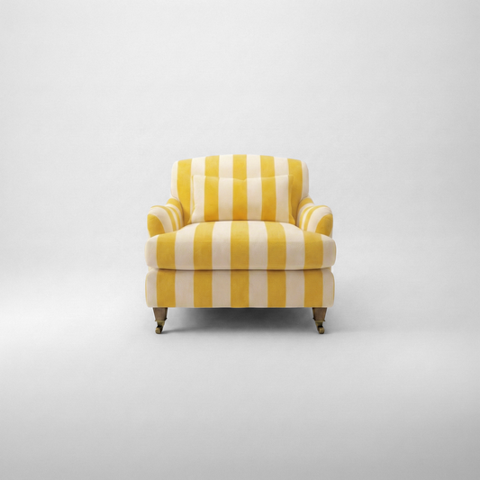 Felix Armchair with Fixed Back in Dandelion Stripes