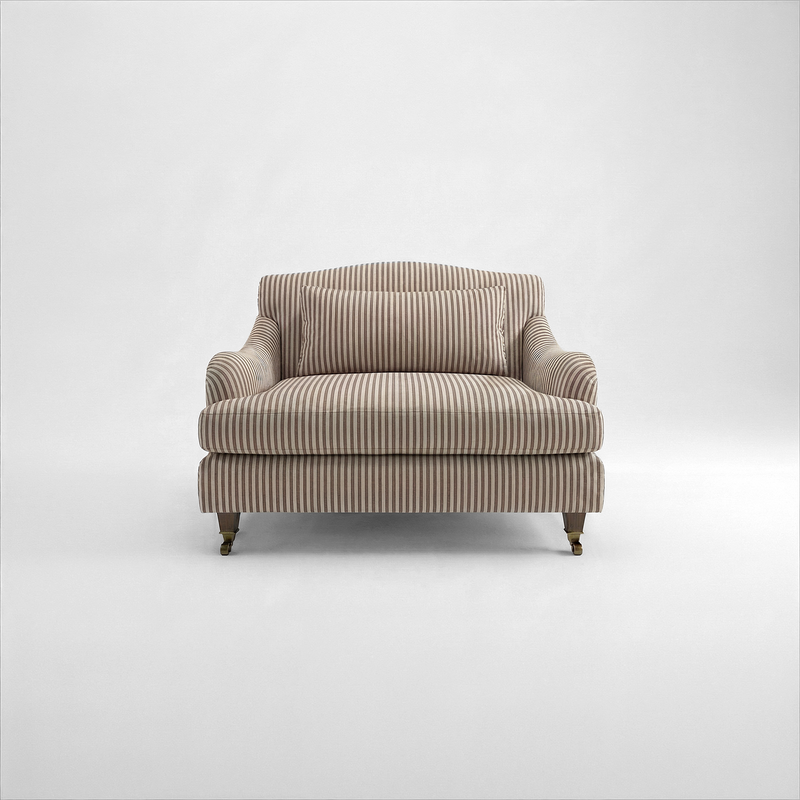 Felix Loveseat in Narrow Chocolate Stripes