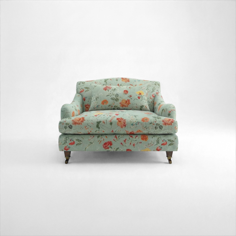 Felix Loveseat in Natural Linen Wildwood Duck Egg