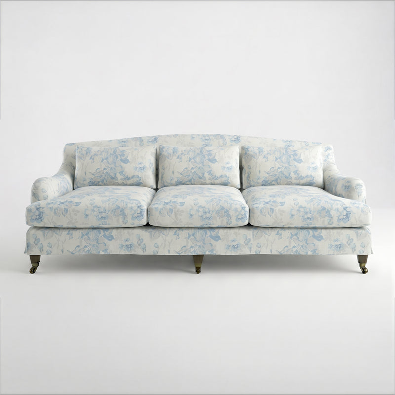 Felix Loose Cover 4 Seater Sofa in Midsummer Faded Blue - Made to Order