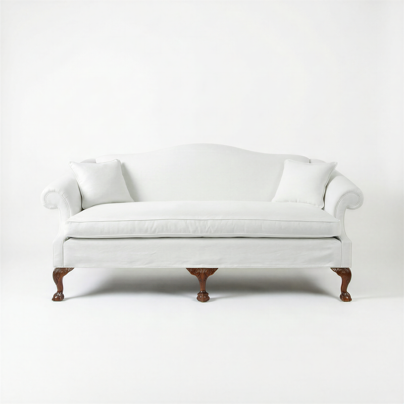 Henrietta Sofa in Cotton Linen Snow Drop - Made to Order