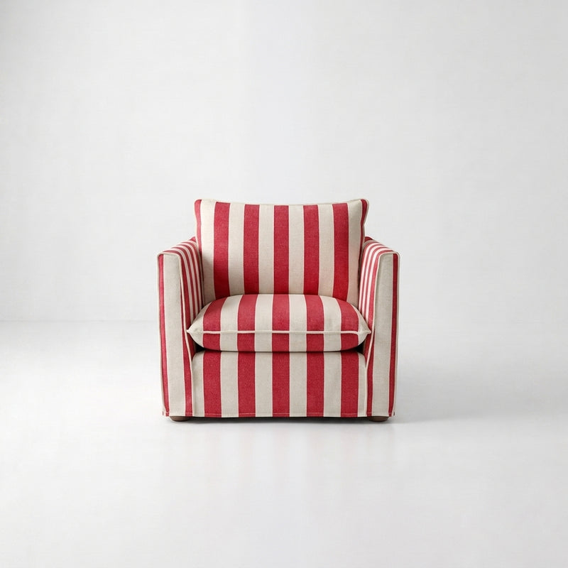Cocobella Armchair in Petunia Red Stripe