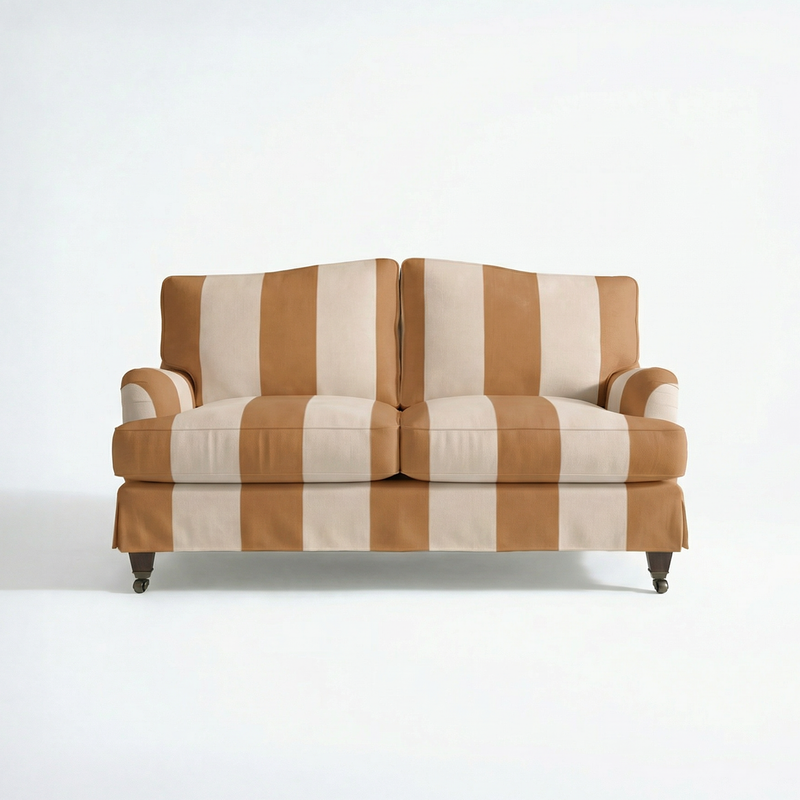 Isobel 2 Seater Sofa with Big Back Cushion in Caramel Stripe