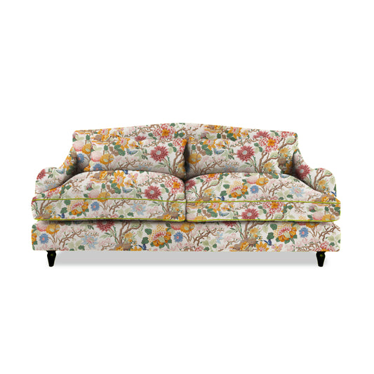Isobel 3 seater sofa in Magnolia Cream Blue with Velvet Trim