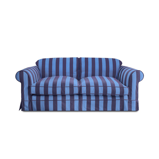 Salthrop Large Sofa with Big Back Cushion in Coastal Blue Stripe